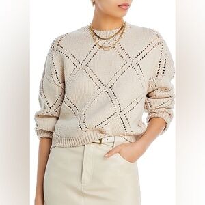 Aqua Cream Knit Diamond Stitch Sweater
